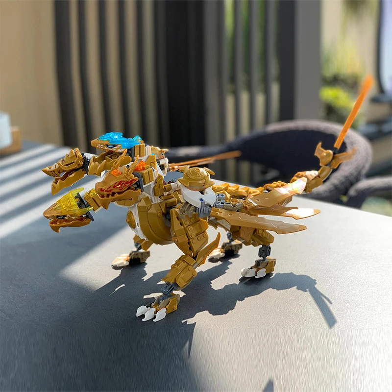 NEW Ninja Series Golden Ultradragon Four-Headed Dragon Mecha Building Blocks Toy for Birthday Gifts view 3