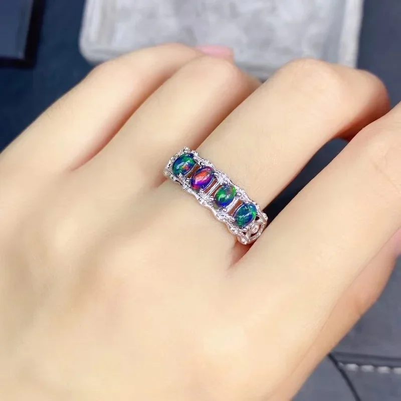 

Роскошные украшения с черным опалом на женских пальцах, аксессуары для свадебной вечеринки, модные необычные кольца для девочек