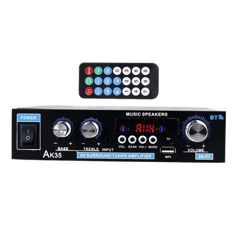 

Home Audio Amplifier Mini Amplifier Stereo Receivers Surround Sound Multi-Mode Wireless Player for Radio Microphone TV