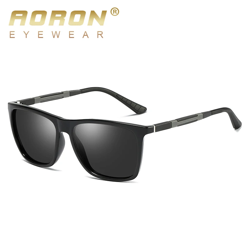 AORON Mens Polarized Sunglasses Classic Square Mirror Sun Glasses Aluminum Magnesium Leg UV400 Sunglasses Men