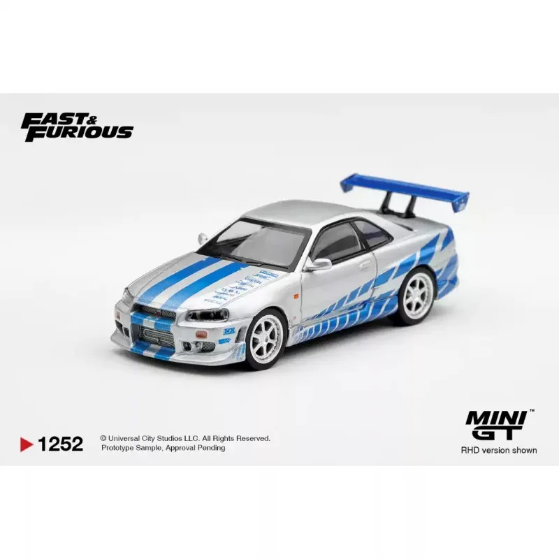 Original MINIGT 64 Dodge Charger Nissan GTR R34 Fast and Furious 12521256 Toy Ornament Gift Favorite Collectible Decorations
