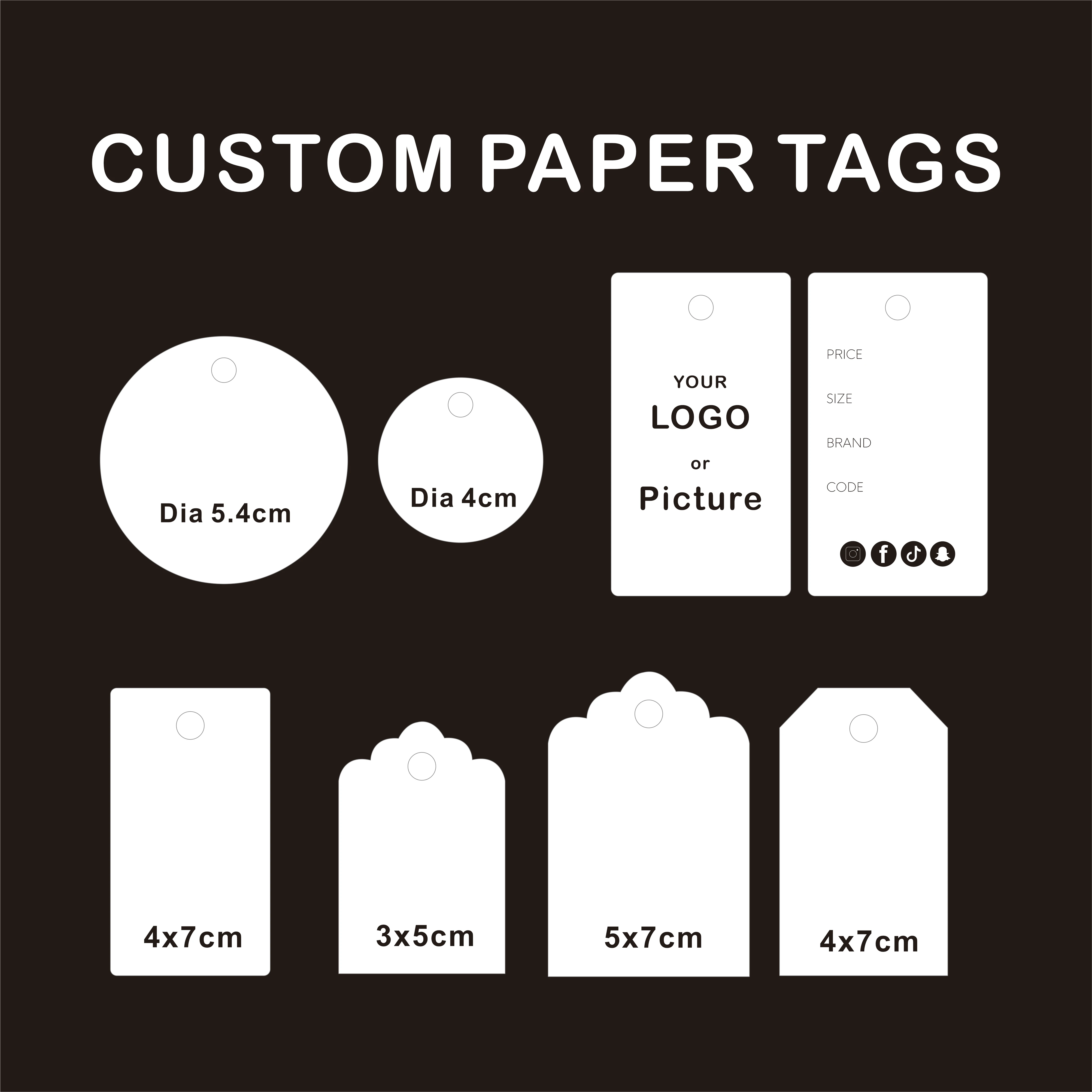 

Custom Logo Printing Brand Name Tags Paper Garment Hang Tags For Shoes Garment Clothing