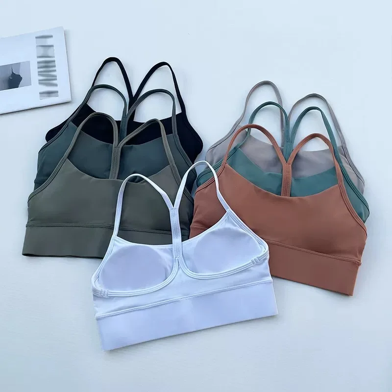 

Y-shaped beautiful back women's yoga vest nude elastic quick-drying gathering shock-absorbing fitness jogging fitness sports bra