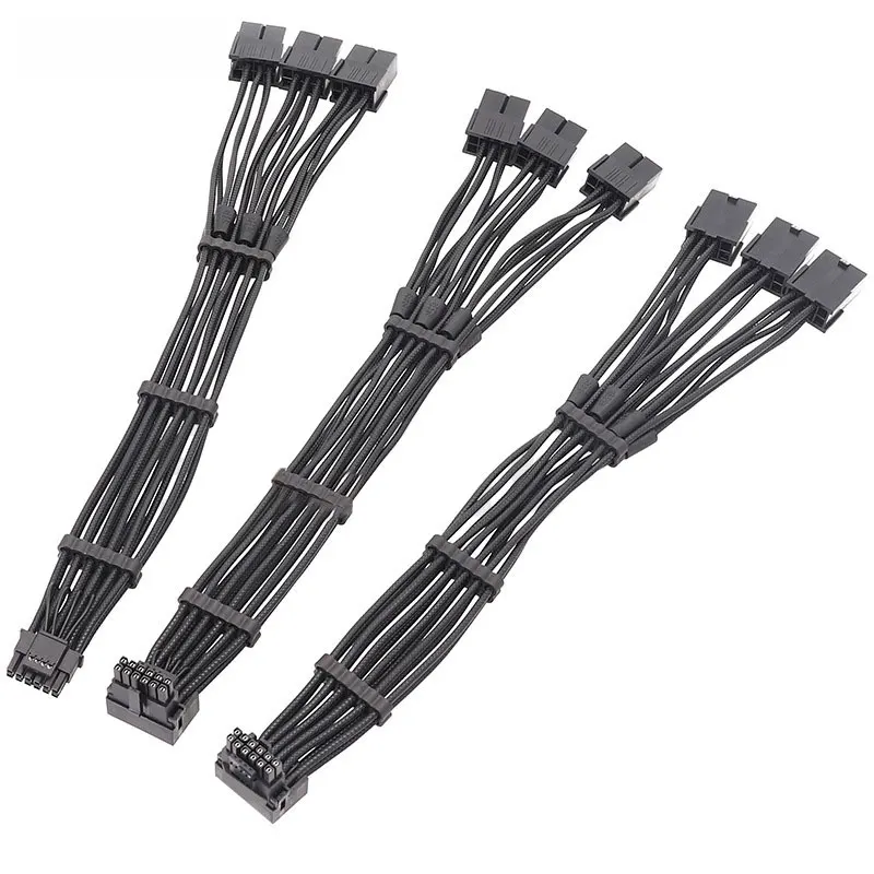3x8 Pin to 16 Pin Adapter Cable 12VHPWR PCIE 5.0 90 Degree Elbow New Graphics Card Cable for RTX4000 Series