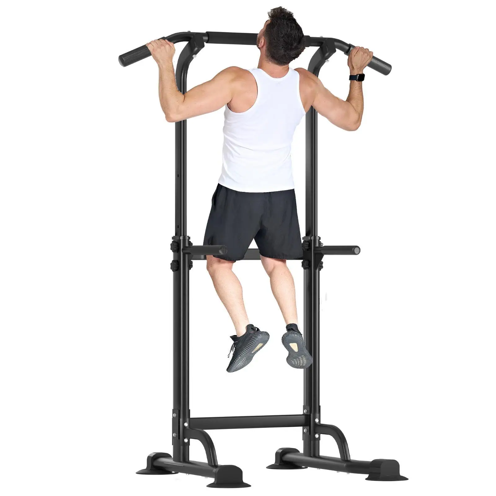 

Adjustable Pull Up Bar & Station - 10 Height Settings, 400LBS Capacity,