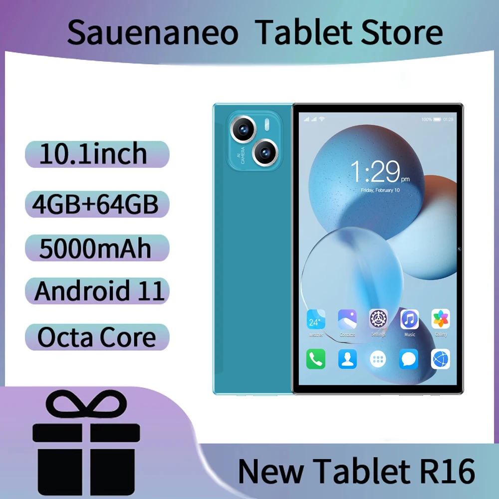 Sauenaneo 2024 Oryginalny 10,1-calowy tablet Android 4 GB + 64 GB Obsługuje połączenie Bluetooth Google 5GWIFI Tablet Android 11 5000 mAh