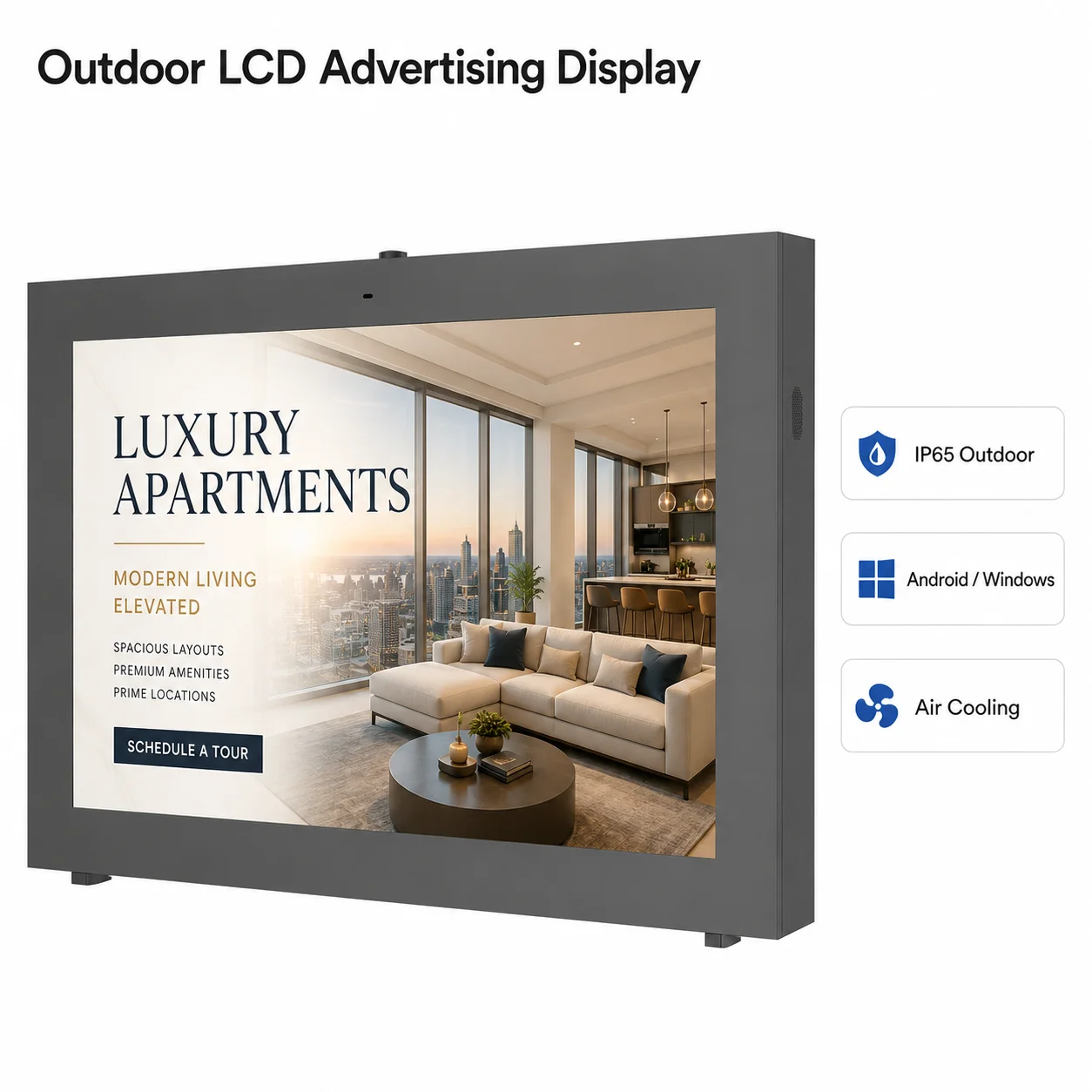Pantalla LCD de montaje en pared para exteriores Oem Odm para señalización en áreas públicas