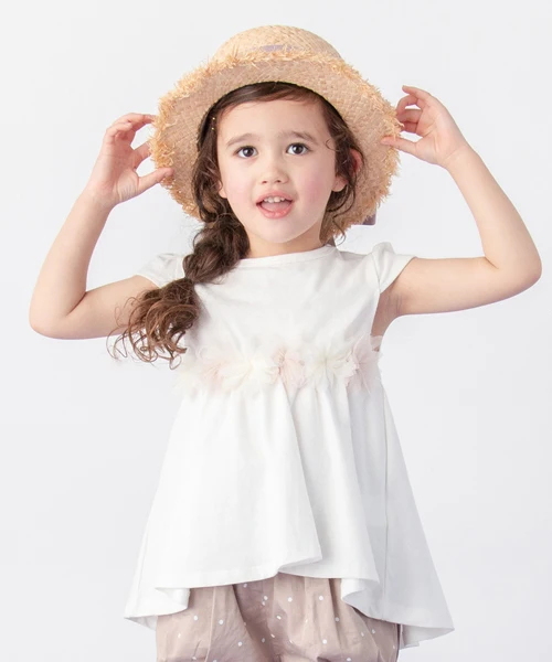 Camiseta de Algodão para Meninas com Aplicação de Flor 3D, Roupas Infantis de Algodão Puro, Roupas para Bebês, Roupas para Pais e Filhos