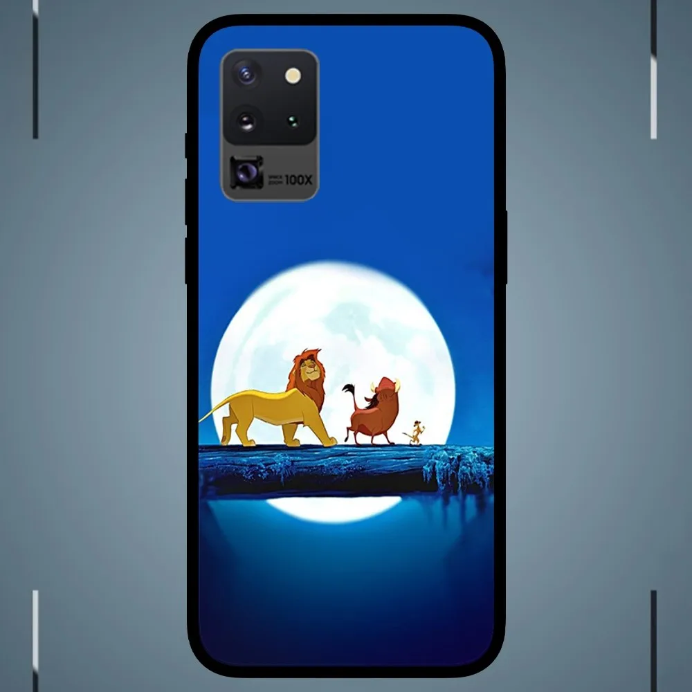 MINISO The Lion King Phone Case For Samsung Galaxy S24 S23 S22 S21 S20 FE Note 20 Ultra 5G Black Phone Case