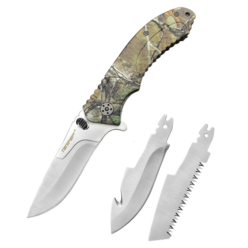 TONIFE Survival Folding Knife Outdoor Pocket Utility Knife EDC Tool Survival Pocket Knives Hunting Replaceable