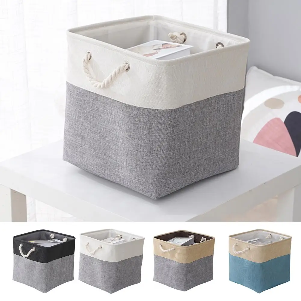 1pc Nordic Flax Storage Basket Living Room Tea Table Black Gray Sundries Storage Basket Cloth Felt Storage Box Bedroom Socks