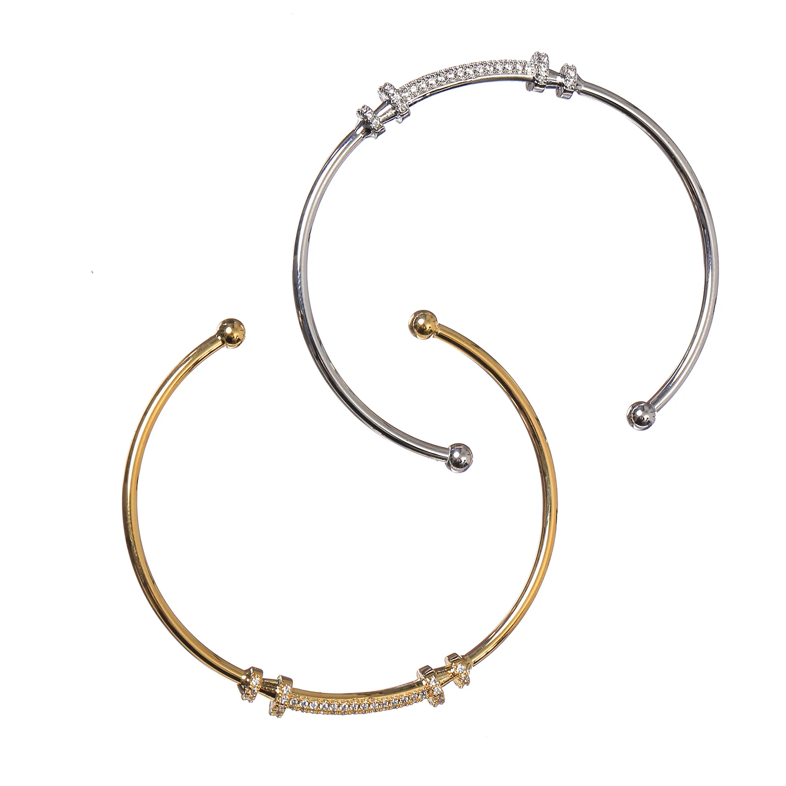

5pcs 55-60mm Bangles with Rhinestones For DIY Jewelry Making BG055-BG056