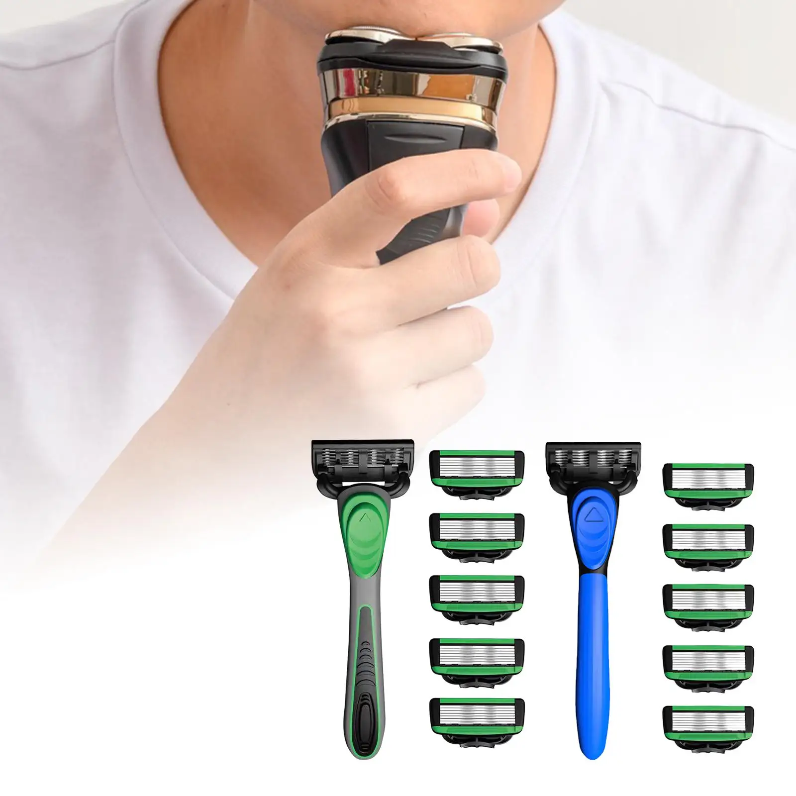 Maquinilla de afeitar con cuchilla de 7 capas, ligera para afeitar, mango antideslizante para niños y padres