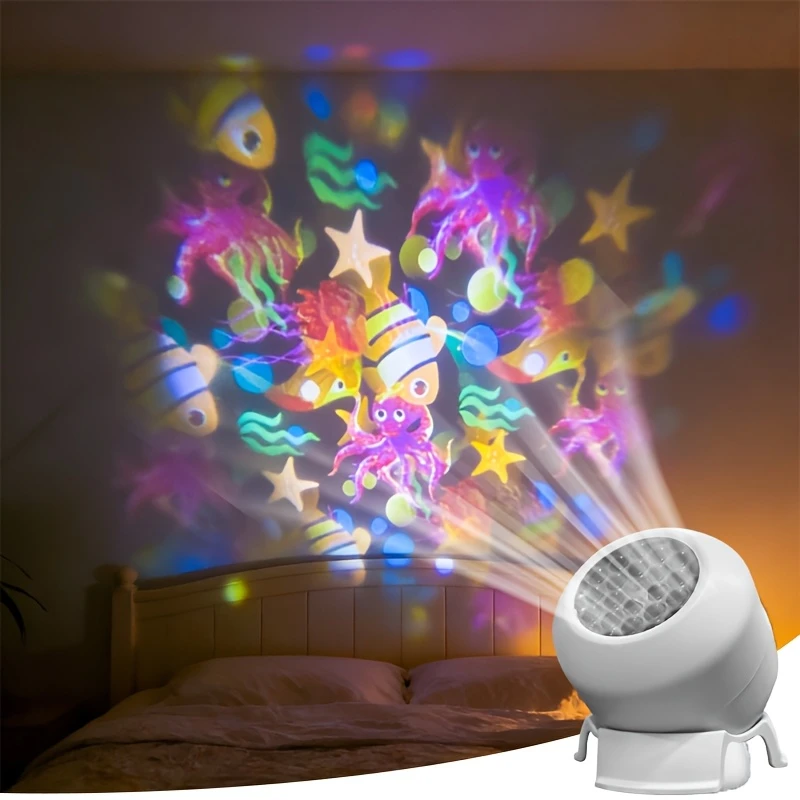 LED Starry Ocean Projector Light, Ocean Rotating Dynamic Projection Night Light, USB Plug-in Ambient Lamp, Decorative Lighting