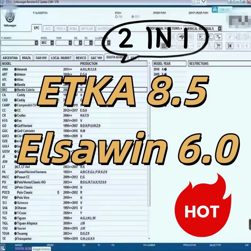 ETKA 8.5 & Elsawin 6.0 Auto Repair Diagnostic Software V/W+AU//DI+SE//AT+SKO//DA Parts Catalog Multilanguage Car Diagnostic Tool