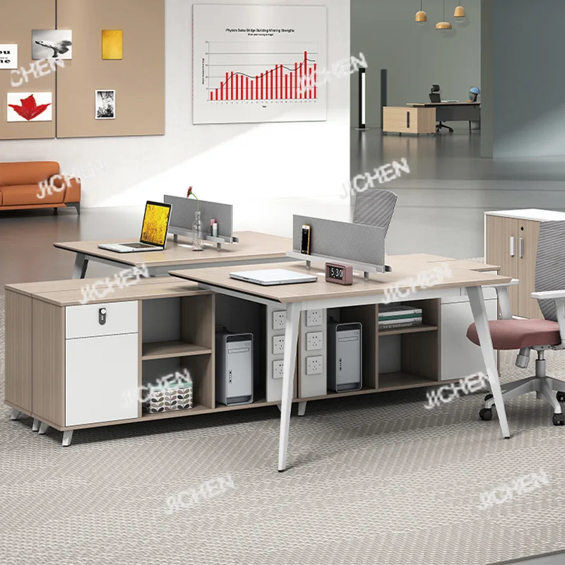 

Office Furniture Staff Desk, Simple Screen Workstation 2/4/6 Four-person Office Desk and Chair Combination
