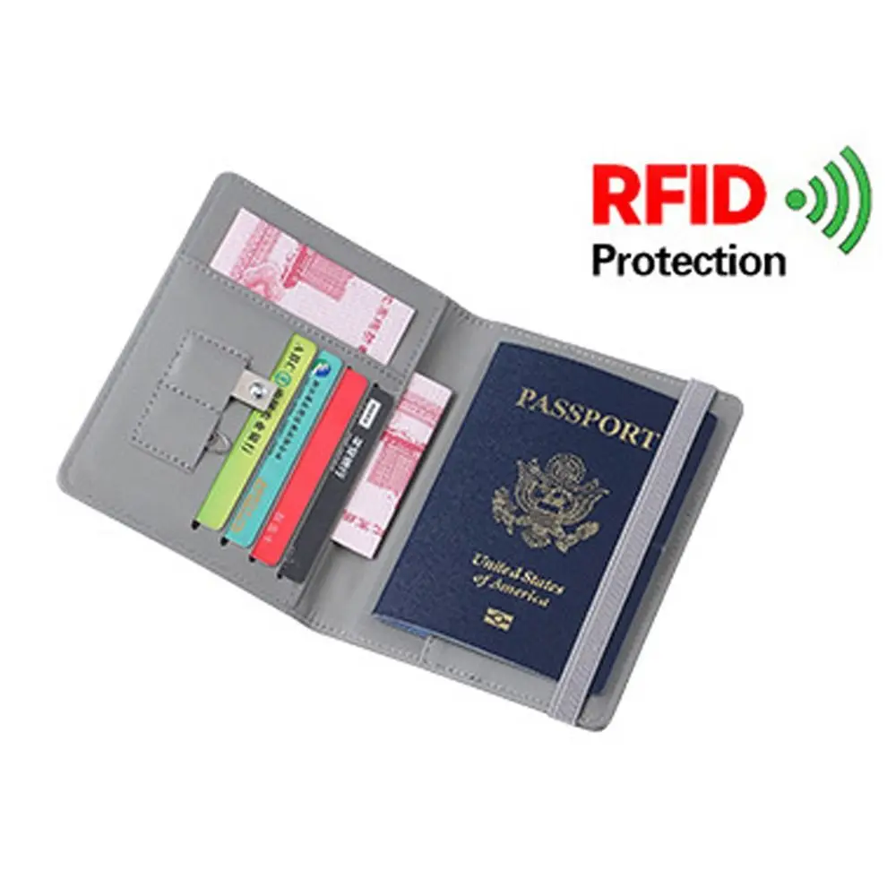 PU Leather Passport Holder Wallet Printed RFID Blocking Leather Coin Purse Letter Korean Style ID Card Holder Female/Male