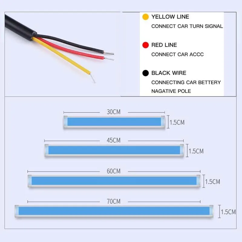 Neue LED DRL Auto Tagfahrlicht Flexible Wasserdichte Streifen Auto Scheinwerfer Weiß Blinker Gelb Brems Flow Lichter 2 PCS