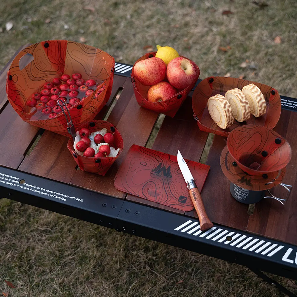 Outdoor Lightweight Folding Tableware Portable Bowl Plates Coffee Filter Funnel Cup Heatproof Food-Grade Tableware Easy to Clean