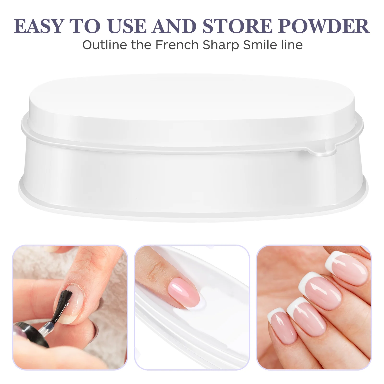 3 Pcs Nail Dipping Powder Box Container Case White Fingernail Polish French Style Manicure Supplies Sequins Take Away