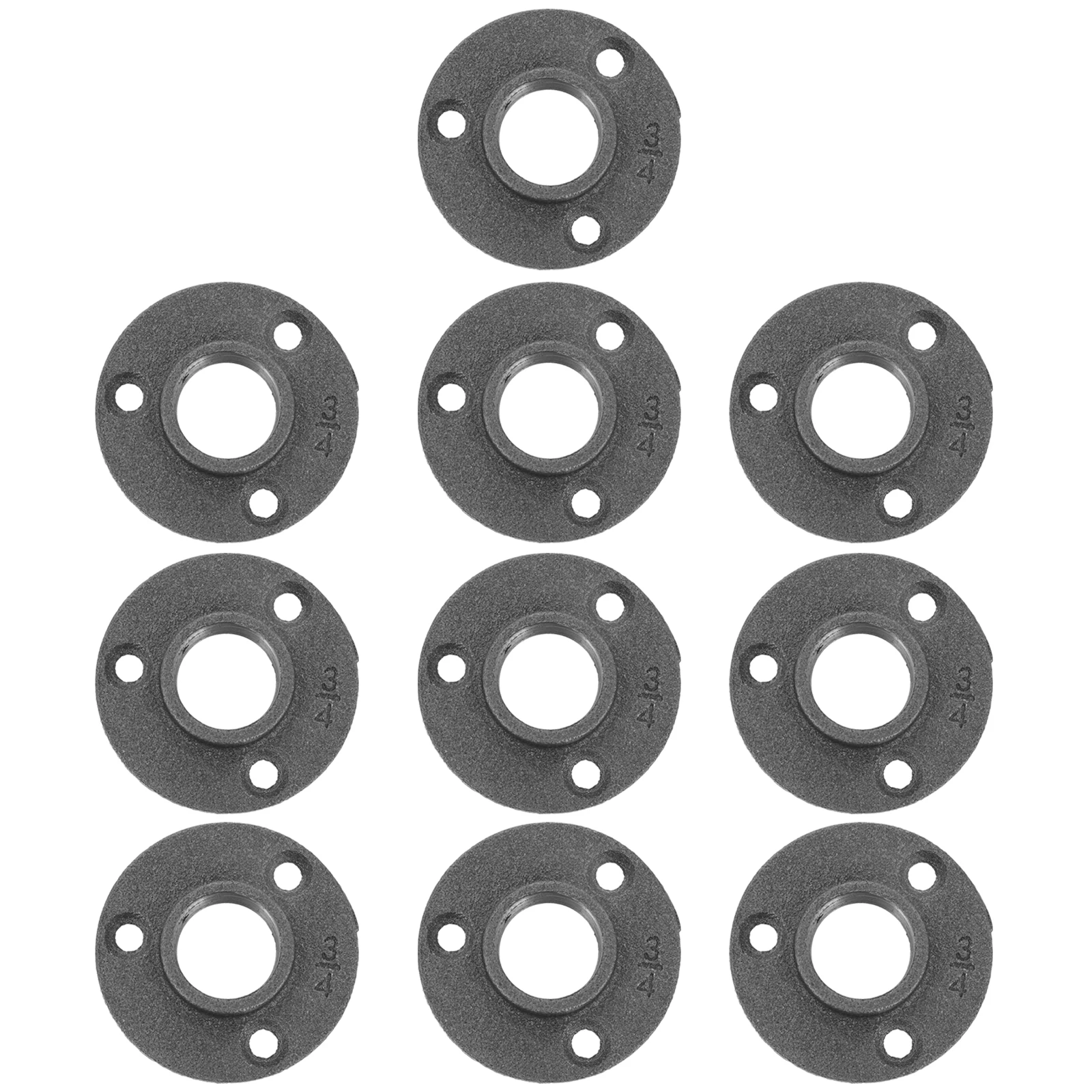 

10pcs Flange Plates Floor Collar Bases Metal Fittings Steel Pipe Black Cover Industrial Furniture Shelving Decors Retro Style