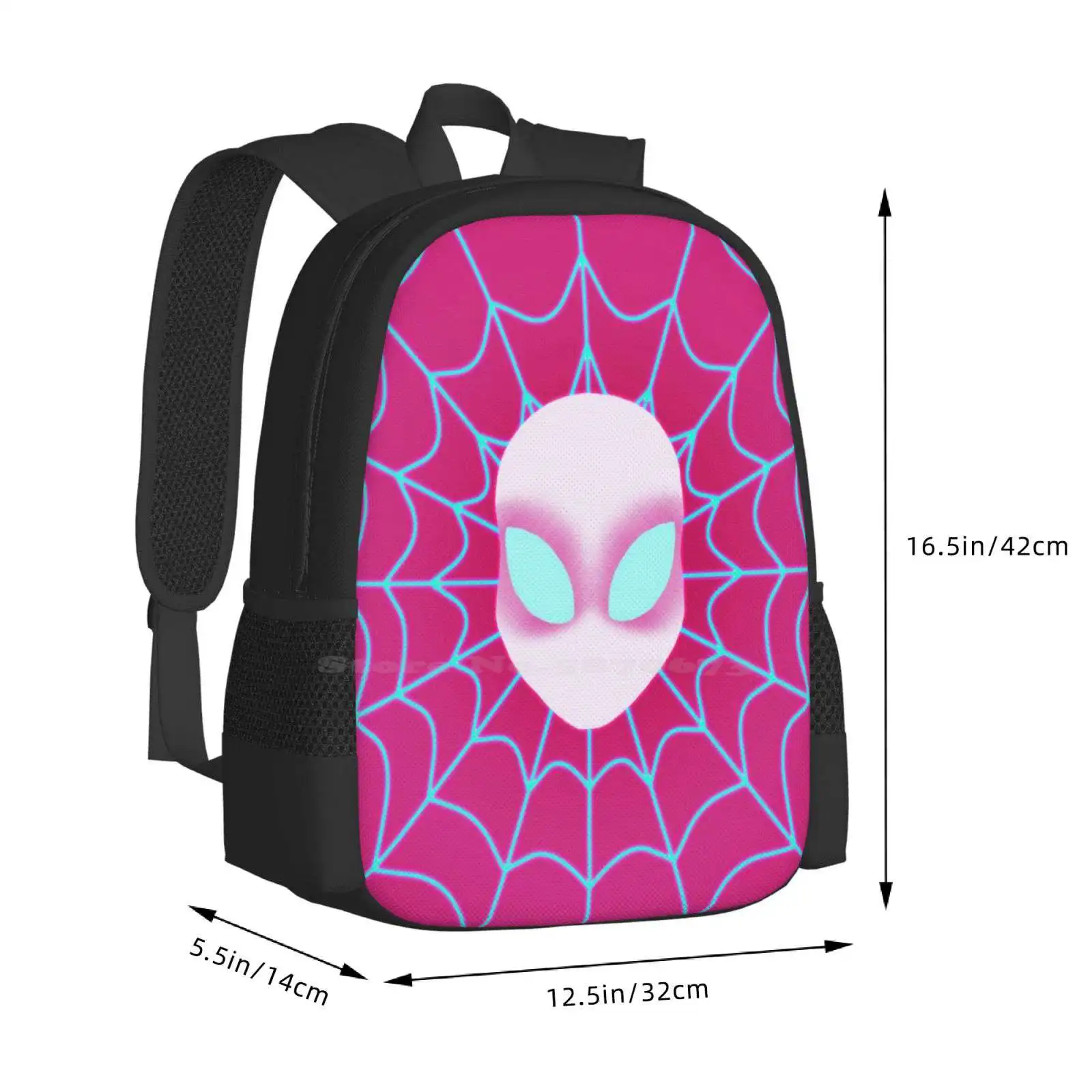 ゴーストスパイダーティーン学生バックパックパターンデザインバッグスパイダーグウェンゴーストSpiderygwen stacy spiderverse