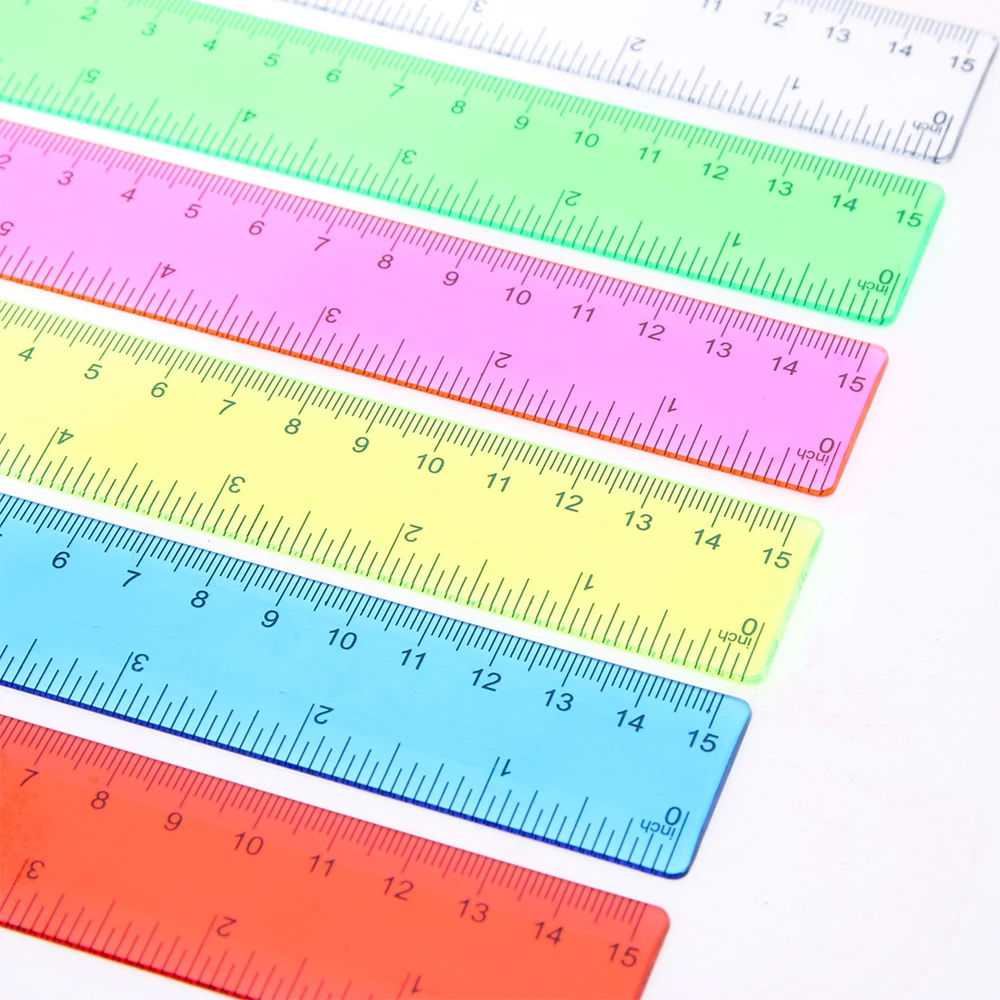 6Pcs set 15cm ruler candy-colored plastic straight ruler