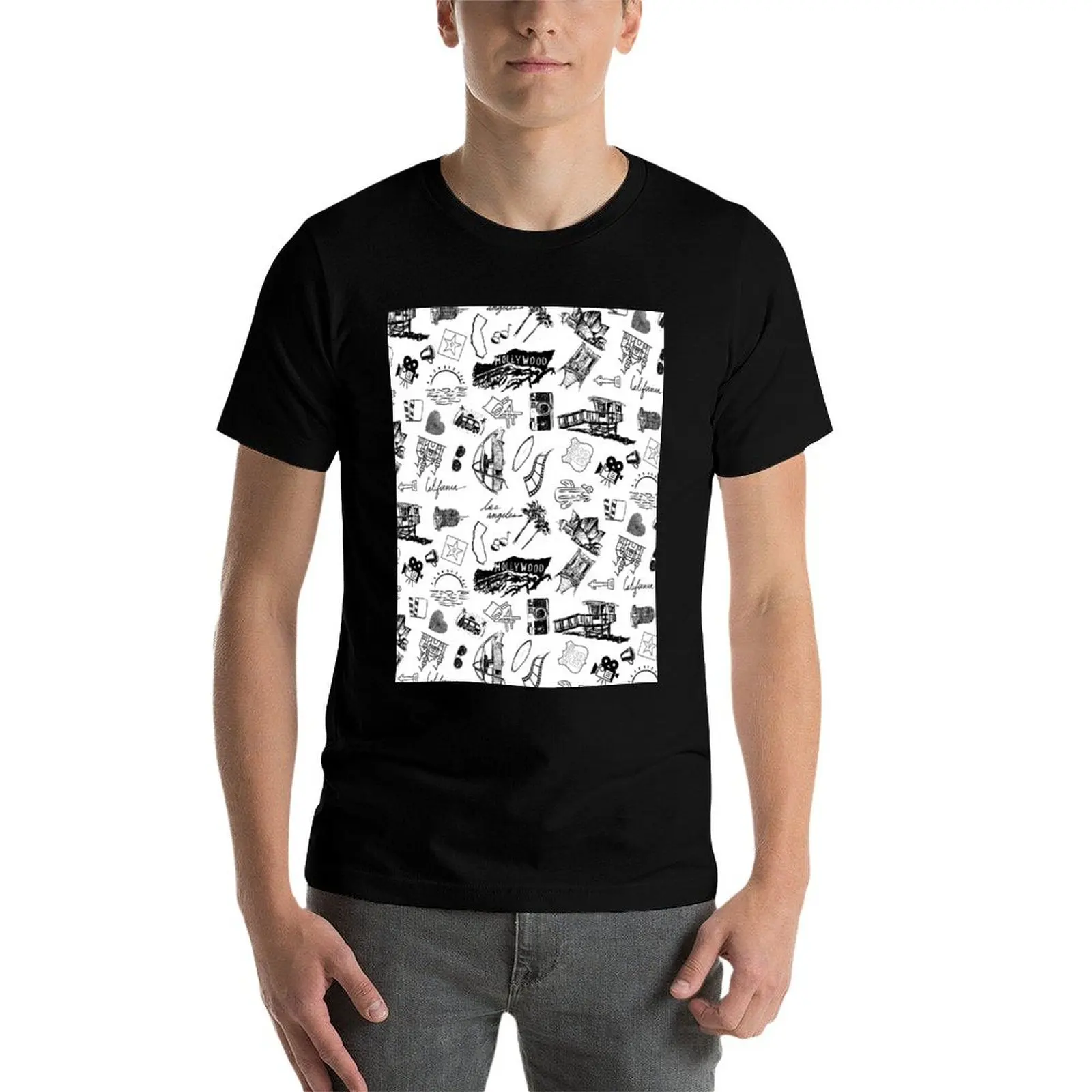 لوس أنجلوس كاليفورنيا تي شيرت مضحك تي شيرت الظلام الفكاهة القطن تي شيرت رجل تي شيرت للرجل سليم صالح تي شيرت #4