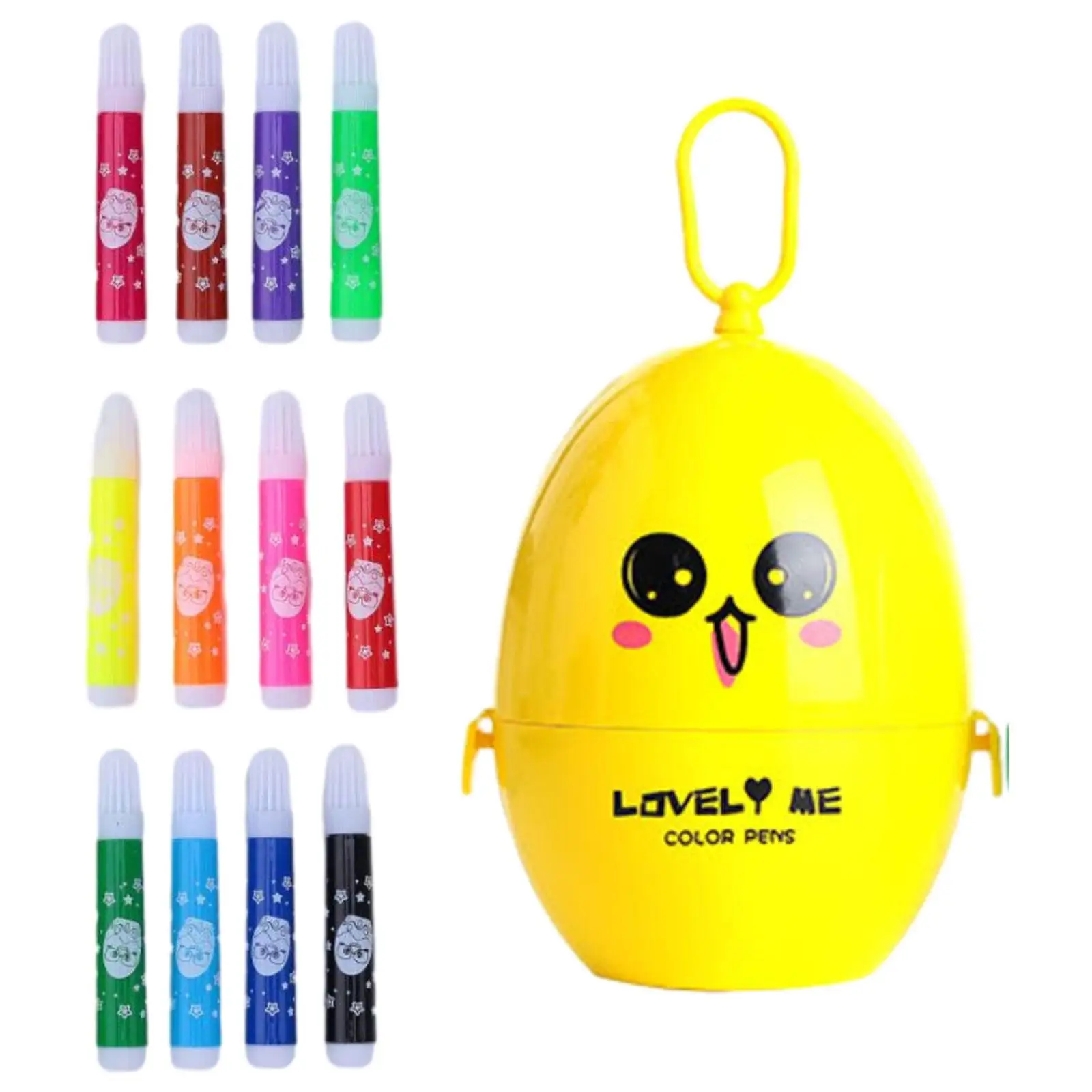 

12x Paint Markers Multipurpose with Egg Shell Storage Easter Decoration Bright Color Watercolor Pens Art Supplies Coloring Pens