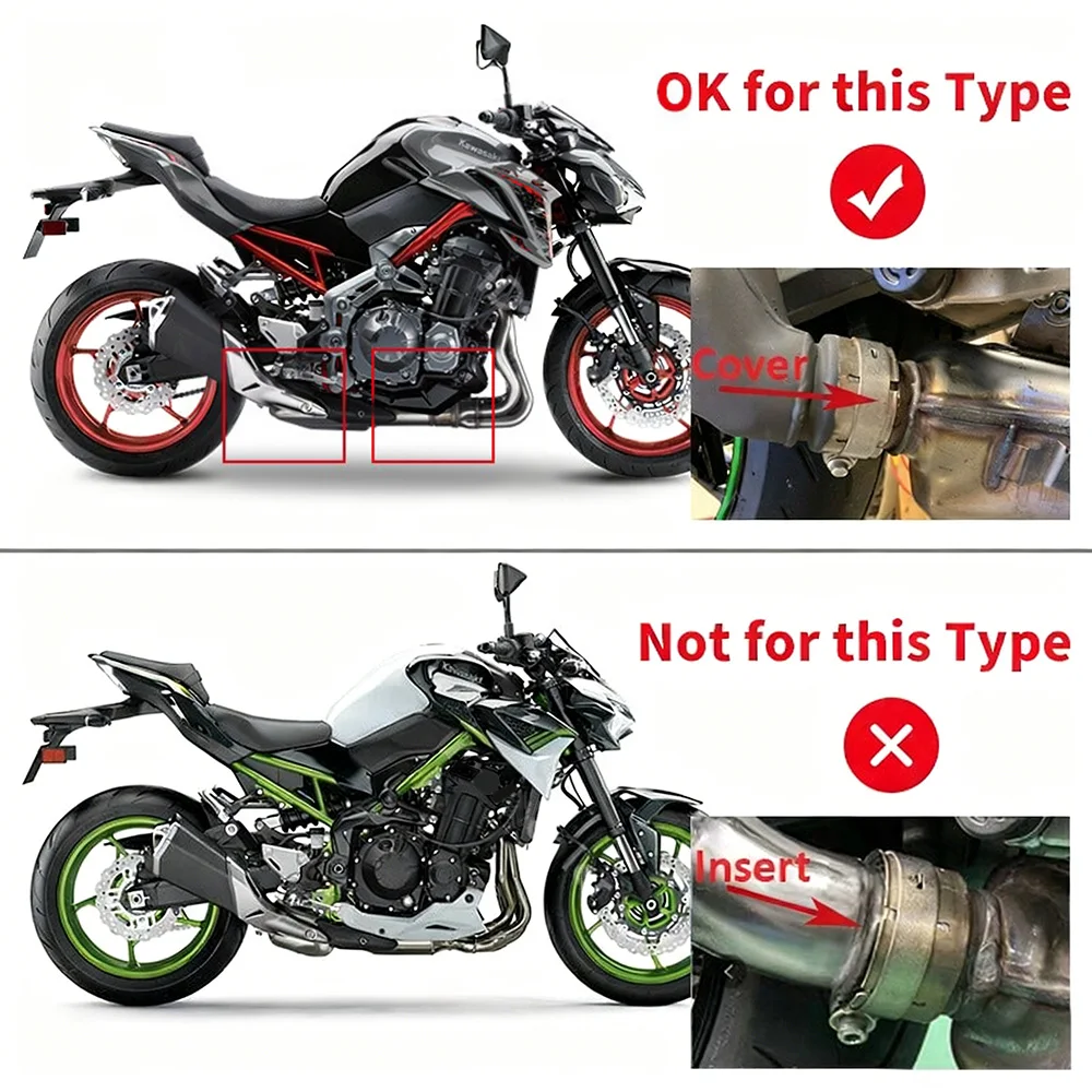 Schalldämpfer-Endrohre in Schwarz für Kawasaki Z900 2017-2022, Mittelrohr-System, Auspuffanlagen, Auspuffrohre – Detail 6