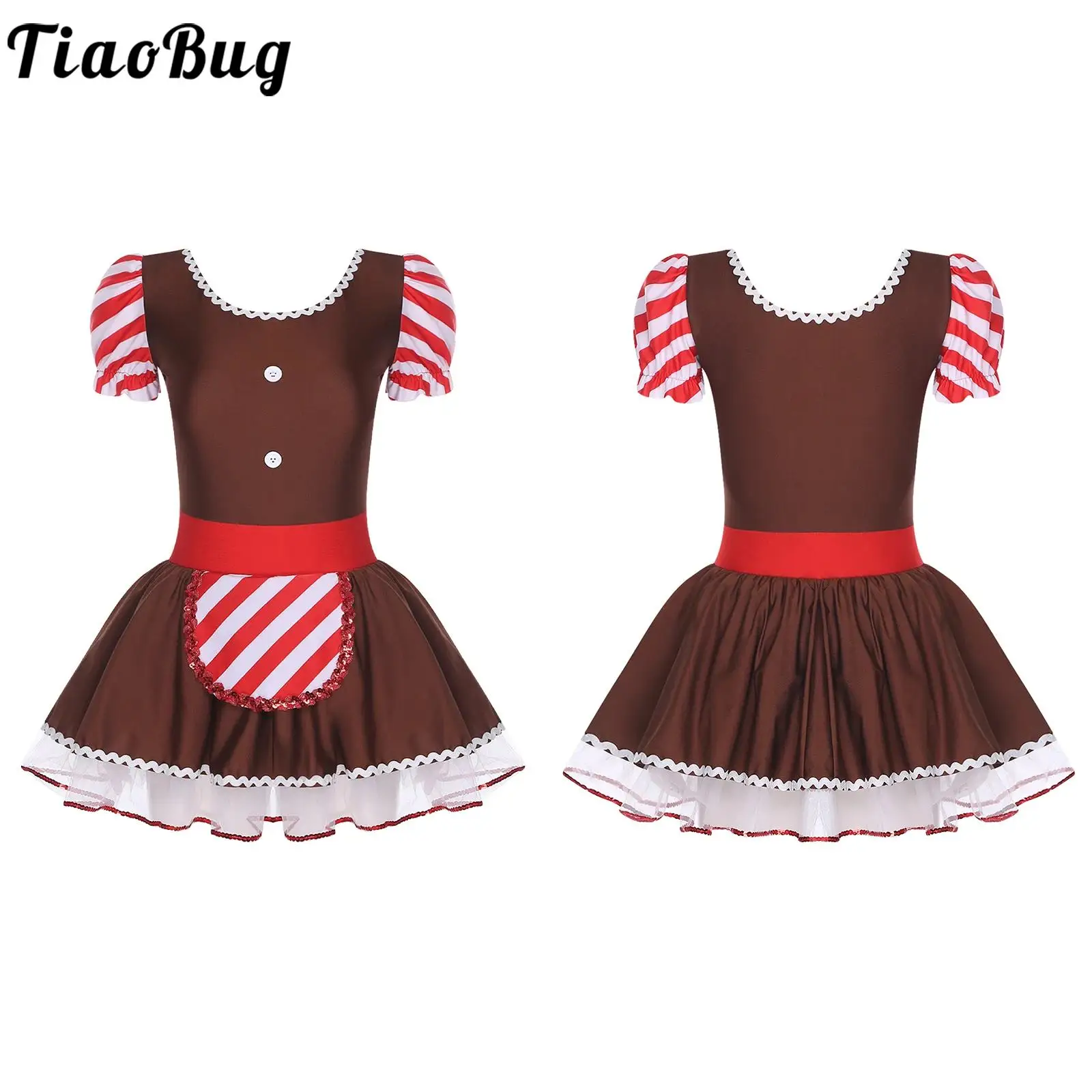 النساء فتاة الزنجبيل رجل عيد الميلاد زي توتو ثياب فستان رقص الباليه قصيرة الأكمام تول فستان لملابس التزلج على الجليد #1