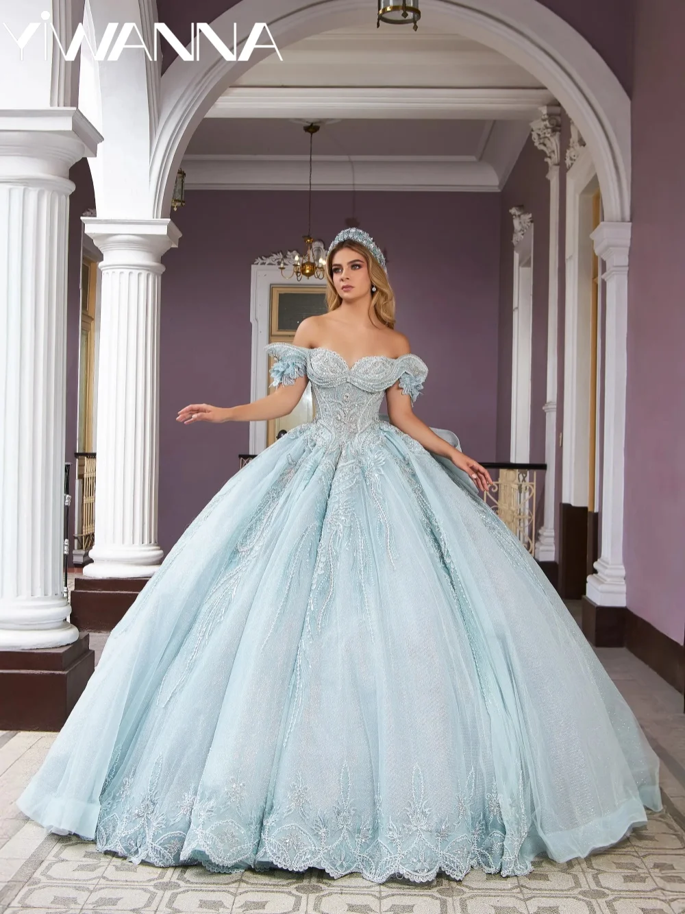 

Великолепные платья для выпускного бала и квинсеаньеры с бисерными аппликациями, элегантным бантом, открытыми плечами, длинные, на заказ, бальные платья, платья для Sweet 16, Vestidos