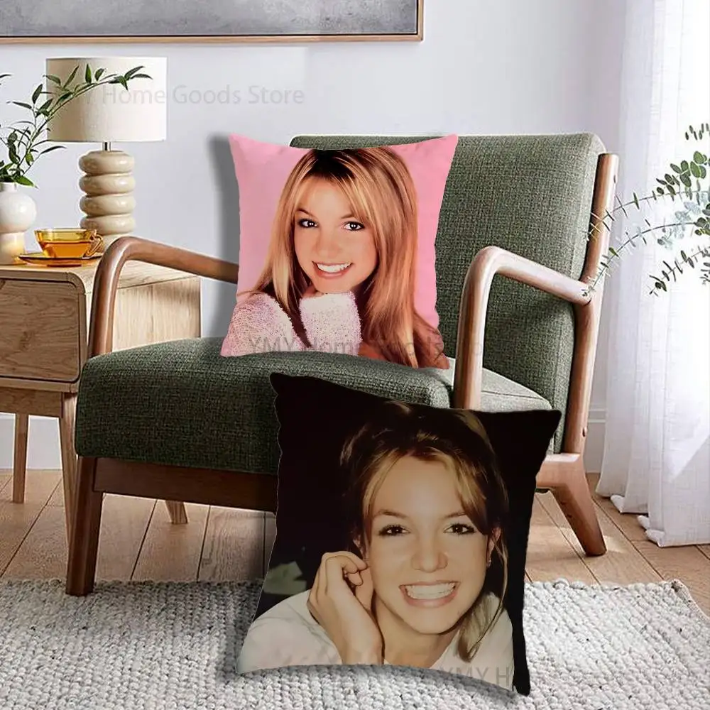 Singer B-Britney S-Spears Print Throw Pillow Cover Square Cushion Case for Living Room Bedroom Decor