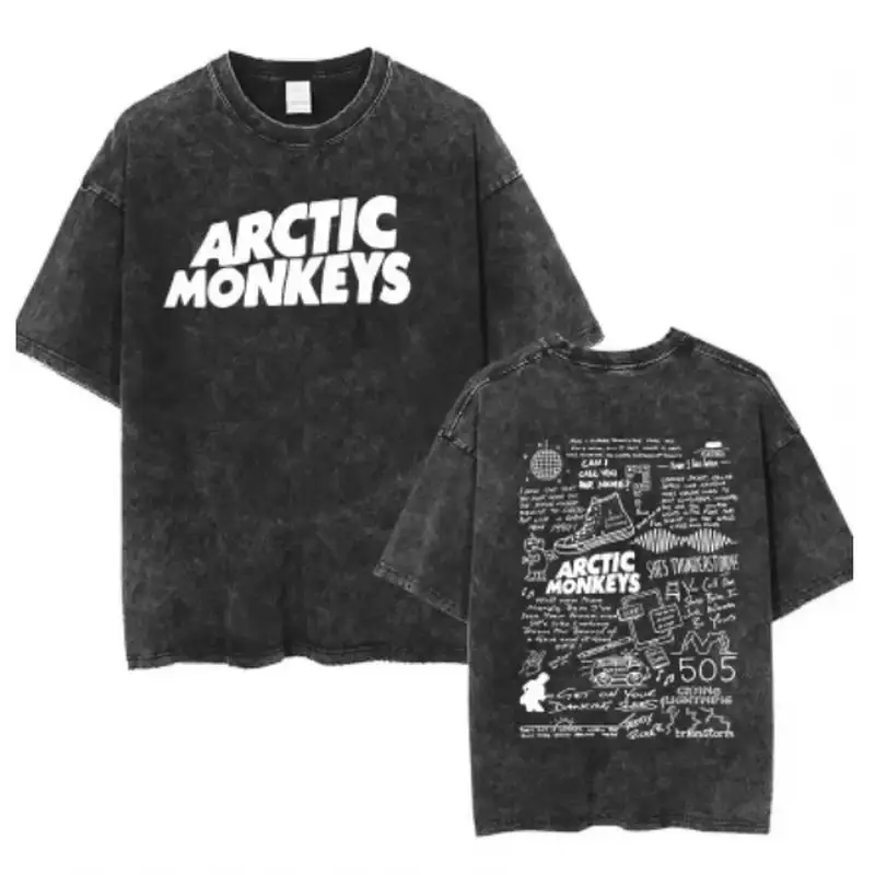 Y2K Hip-Hop Streetwear Kurzarm-T-Shirt, Retro Arctic Monkeys Rock-Album Grafik Vintage Oversized Shirt für Herren – Detail 2