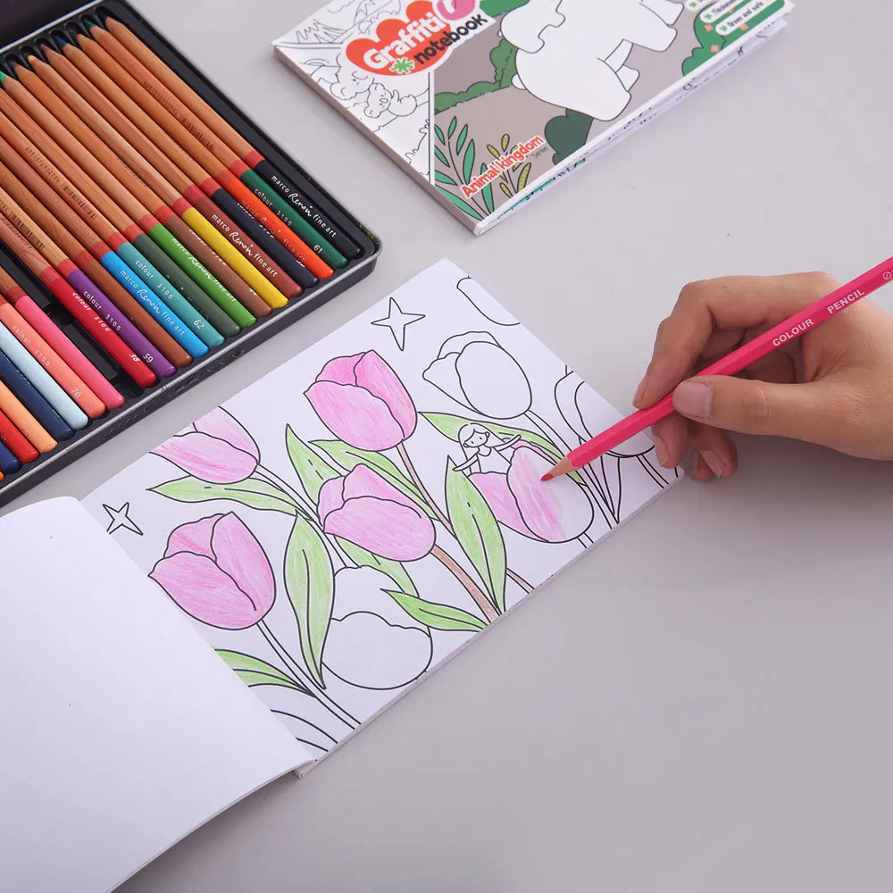 Libro para colorear de 30 hojas, dibujos animados, práctico libro de graffiti, libro de dibujo de acuarela