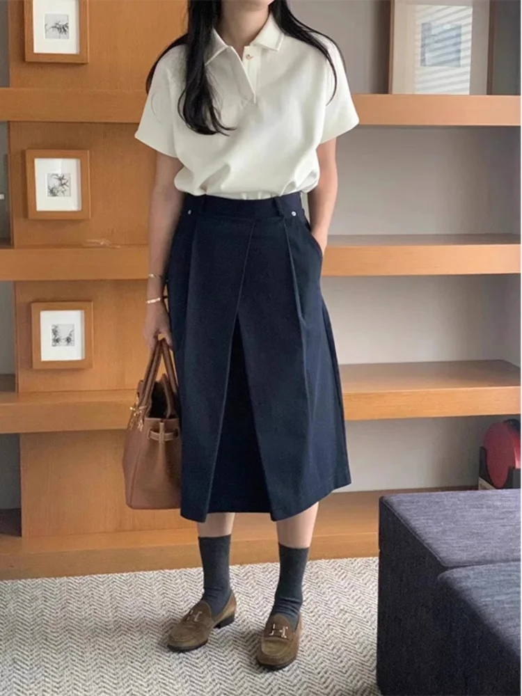 

Женская футболка свободного кроя ort Sve irt Cr White с отложным воротником и пуговицами Hong Kong Sle, универсальная летняя...