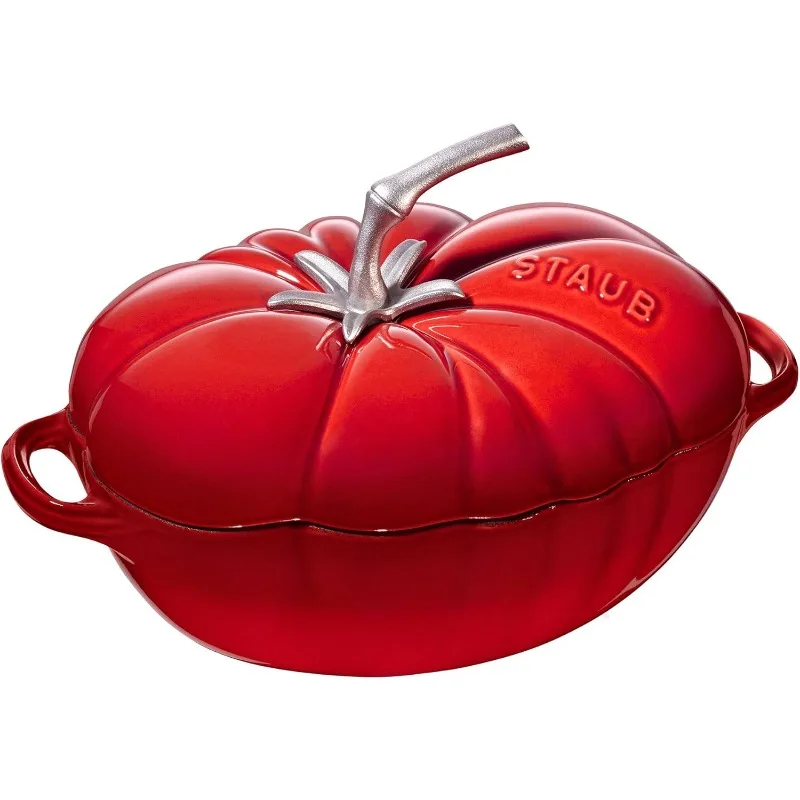 Cast Iron Dutch Oven 3-qt Tomato Cocotte, Made in France, Serves 2-3, Cherry US(Origin)