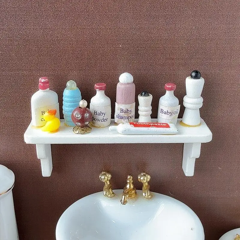 1 Stuks 1/12 Poppenhuis Simulatie Mini Toiletartikelen Rack Model Miniatuur Items Poppenhuis Accessoire Parfum Plank Ornamenten Speelgoed