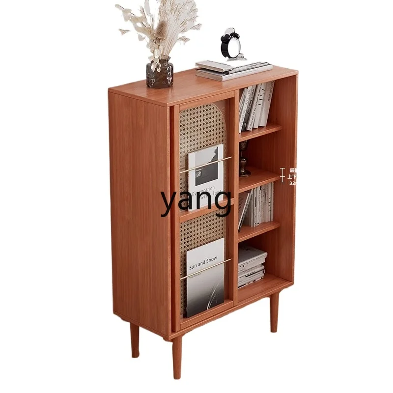 

Yjq Rattan Solid Wood Sideboard Household Kitchen Storage Hallway Multi-Functional Tea Cabinet