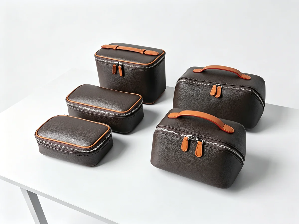 Neue Canvas-beschichtete Wasserdichte Kosmetiktasche mit Echtem Leder-Handschlaufe Unisex Hochwertige Aufbewahrungstasche – Detail 12