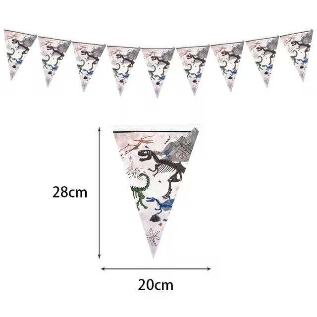 Cartoon Dinosaur Theme Hanging Banner Decorações, Happy Birthday Flags, Baby Shower Party Pennants, Meninos Favores