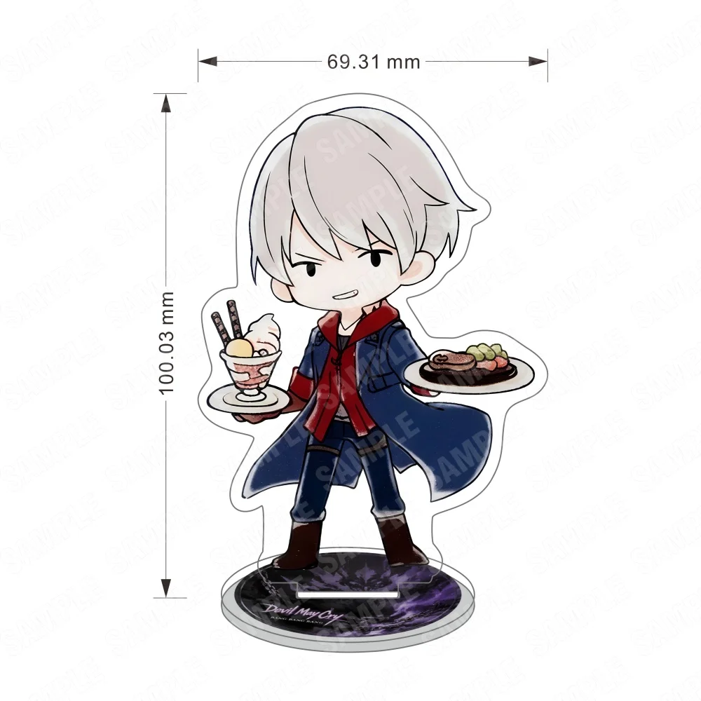 Devil May Cry Game 10CM Acrylic Stand Keychain Dante Vergil Nero Lady Cafe Waiter Chibi Desk Decor Collectible Gift for Fans