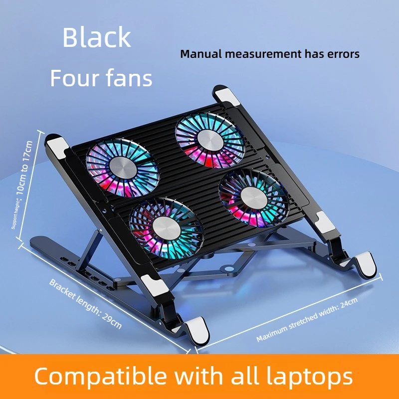 New! Notebook Stand For 13-17.3 Inch with 4 Fans Laptop Cooler Base Stand Foldable Laptop Cooling Pad Portable Adjustable