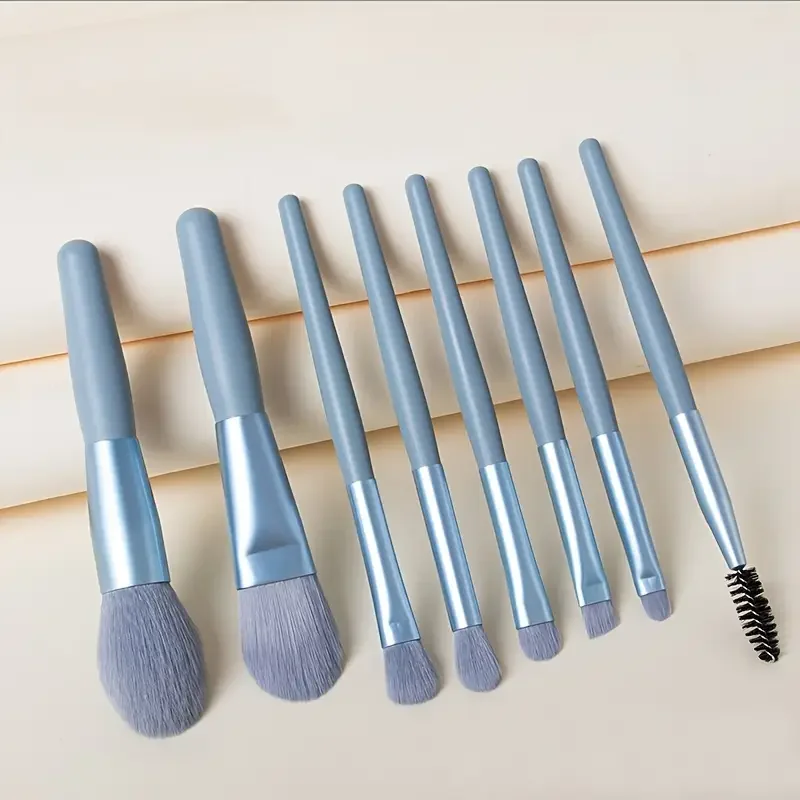 Ensemble de pinceaux pour fard à paupières, 8 pièces, pinceaux portables pour les yeux, pinceaux de maquillage pour les yeux, Eyeliner, brosse coudée