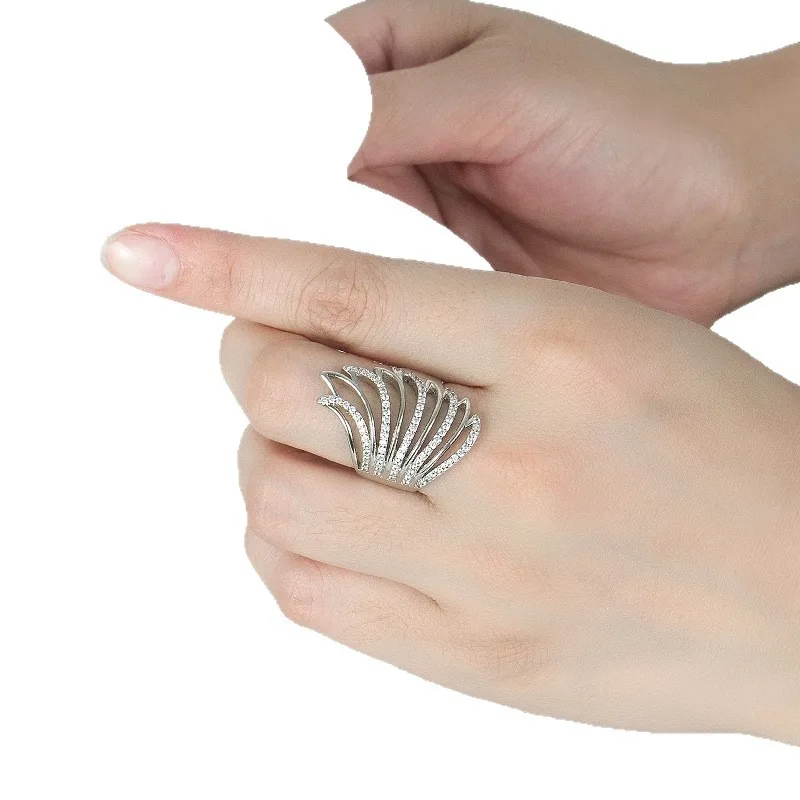Neuer großer Luxus-Ring aus 925er-Sterlingsilber mit Moissanit für Frauen, Verlobung, Hochzeit, einfacher hochwertiger Schmuck, Geburtstagsgeschenk – Detail 2