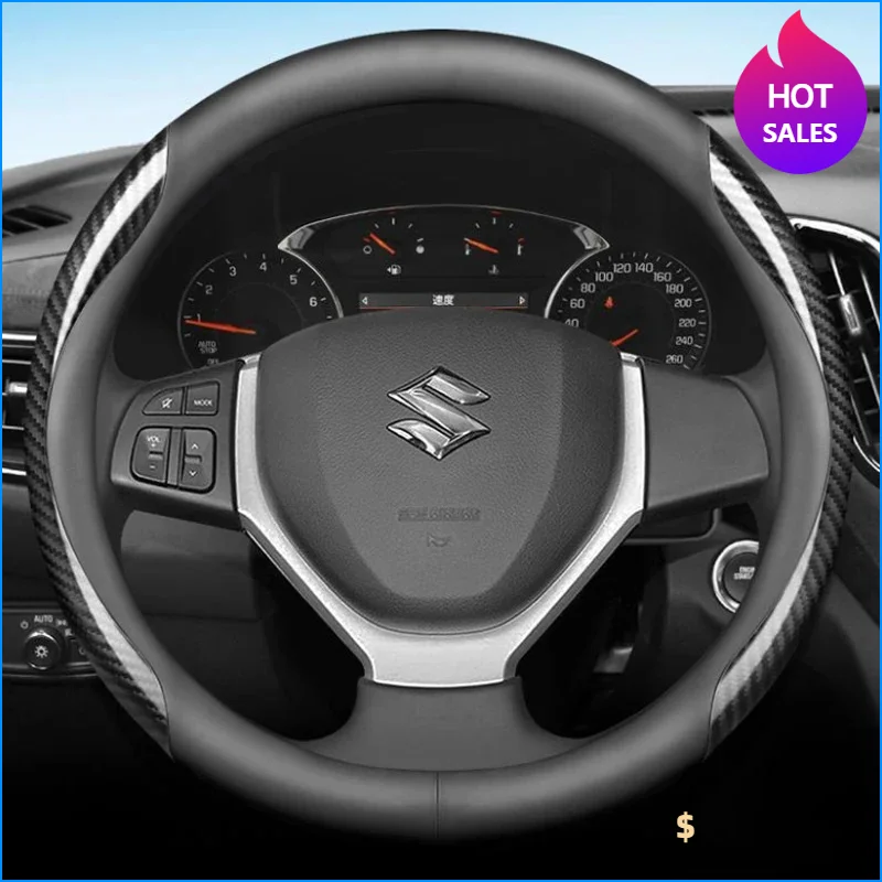 Leather Car Steering Wheel Cover for Suzuki Vitara Jimny Swift Ignis SX4 Baleno 2015 2016 2017 2018 2019 2020 Auto Accessories