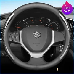 Leather Car Steering Wheel Cover for Suzuki Vitara Jimny Swift Ignis SX4 Baleno 2015 2016 2017 2018 2019 2020 Auto Accessories