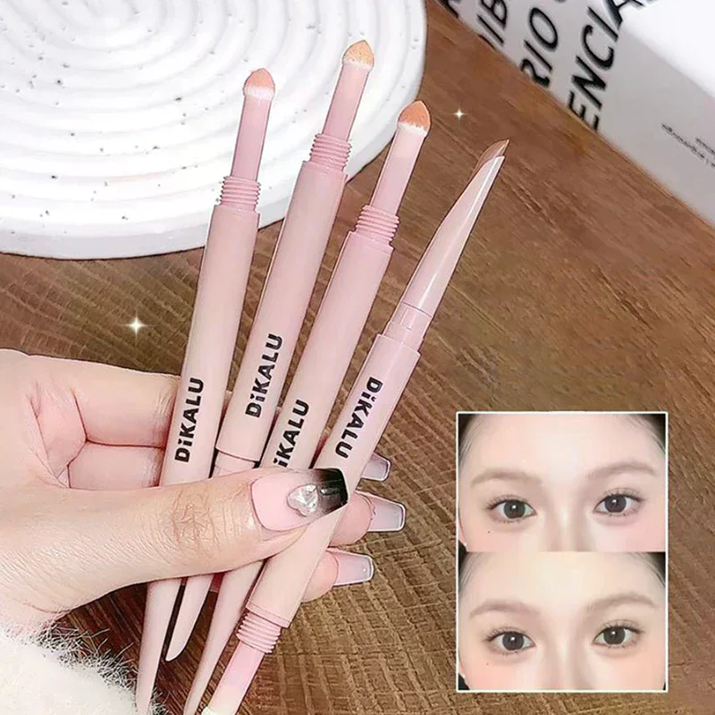 2-in-1 Lying Silkworms Eye Pencil Smudge-Proof Pink Shadow & Shimmer Highlighter Brighten Aegyo Sal Stick Korean Cosmetics