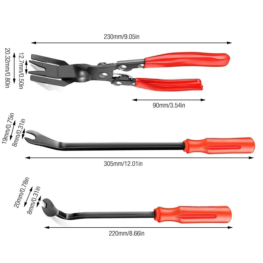 Kit de herramientas de extracción de Clip, alicates de Clip de 3 piezas, herramienta de extracción de sujetadores, Kit de herramientas de extracción de embellecedor automático, juego de herramientas de palanca, reparación de Panel de puerta de coche