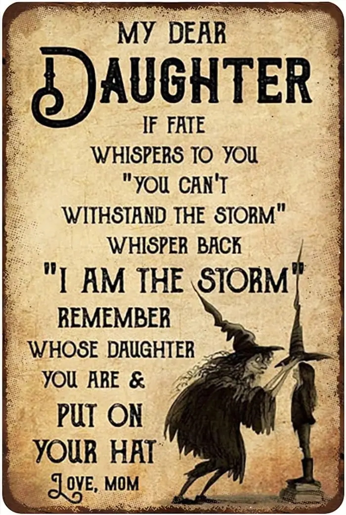 معدن القصدير تسجيل الهمس الظهر ابنة الساحرة هالوين جدار ديكور خمر معدن القصدير تسجيل للرجال النساء ، جدار ديكور لغرفة المعيشة #1